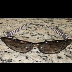 ​Carolina Herrera HC Logo Pink Gray Stripe Tortoiseshell Cat Eye Sunglasses